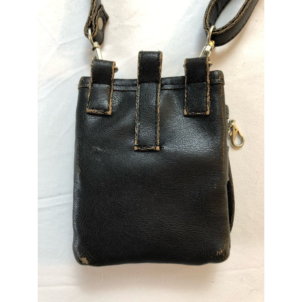 Vintage Sacchetto by TokyoBoy Black Leather Cell Phone Crossbody Utility Bag - Picture 6 of 6